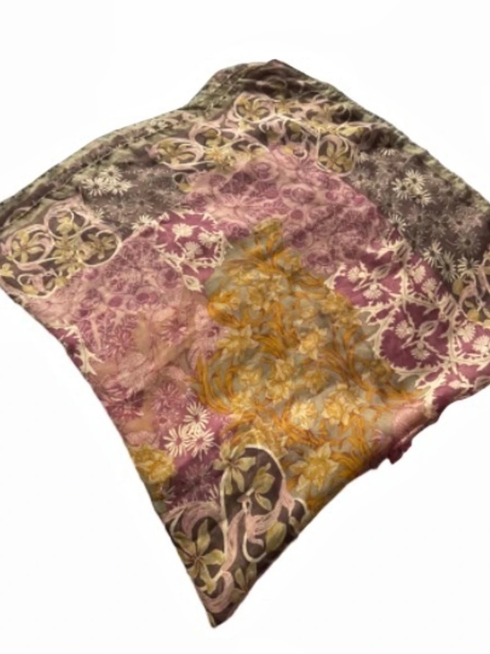 The Metropolitan Museum of Art Floral Silk Scarf in earthtomr & Brown Like New